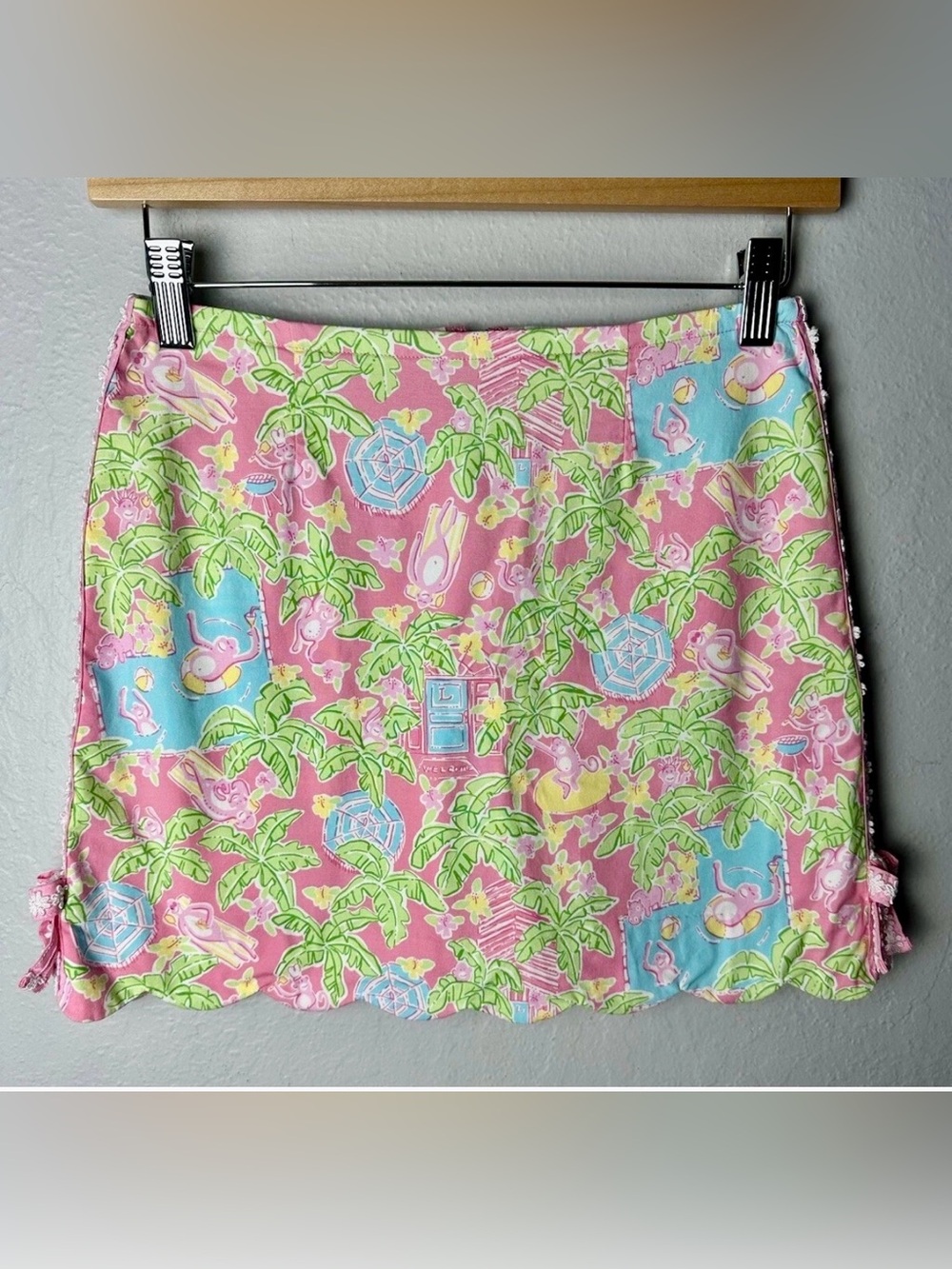 Vintage Lilly Pulitzer "Lilly's B & B" Tropical Monkey Print Skort Girls sz 10